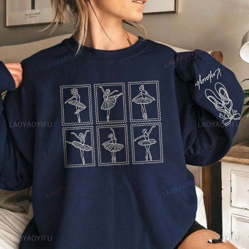 Custom Ballet Dancer Personalized Name Mom Gift Aesthetic tamp Sweatshirt Mama Recital autumn and winter Long Sleeve Pullover