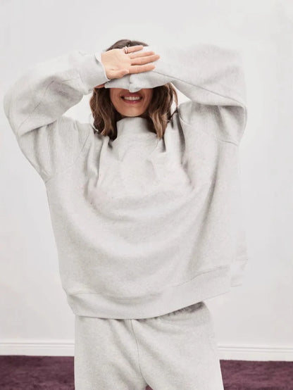 2026 Ladies' Women's Sweatshirts Spring Autumn Long Sleeve Mock Neck Casual Hoodies Plus Size Womens Relaxed Solid Color Hoodie