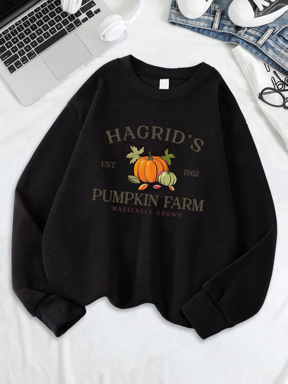 Hagrid'S Pumpkin Farm Printed Sweatshirts Women Casual Hoodie Warm Crewneck Clothes Winter Comfortable Sportswear
