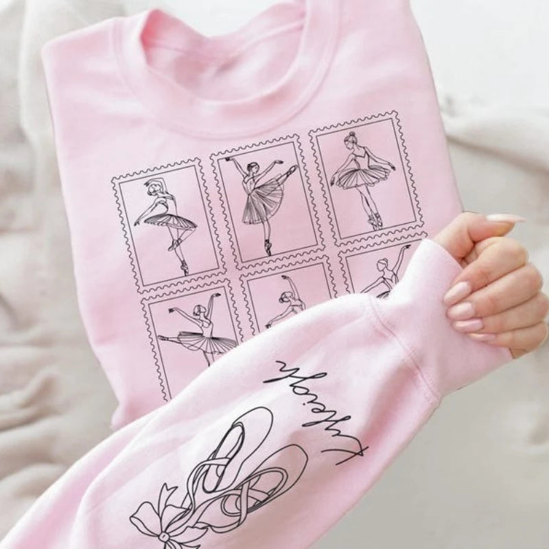 Custom Ballet Dancer Personalized Name Mom Gift Aesthetic tamp Sweatshirt Mama Recital autumn and winter Long Sleeve Pullover