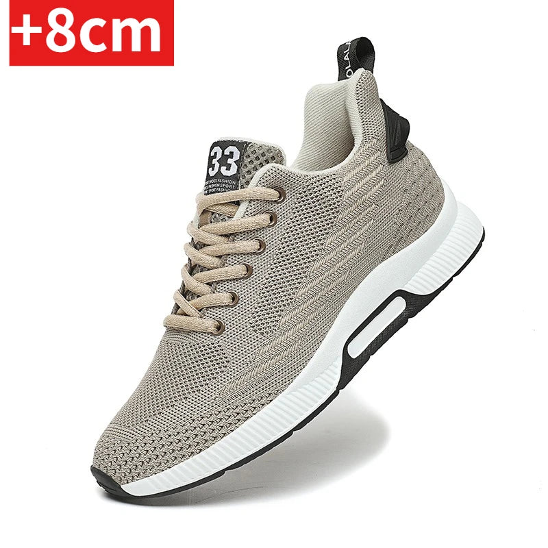 New Sneakers Man Elevator Shoes Height Increase Shoes for Men Insoles 8CM Mesh Breathable Sports Heightening Footwear Tall Shoes