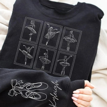 Custom Ballet Dancer Personalized Name Mom Gift Aesthetic tamp Sweatshirt Mama Recital autumn and winter Long Sleeve Pullover