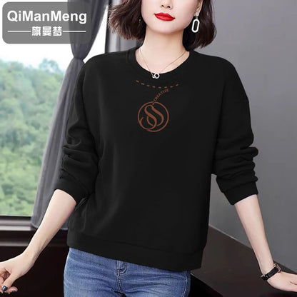 Simplicity Casual Autumn/Winter New Women's O-Neck Printing 3D Fashion All-match Loose Long Sleeve Pullovers Sweatshirts Tops