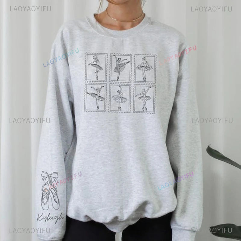 Custom Ballet Dancer Personalized Name Mom Gift Aesthetic tamp Sweatshirt Mama Recital autumn and winter Long Sleeve Pullover
