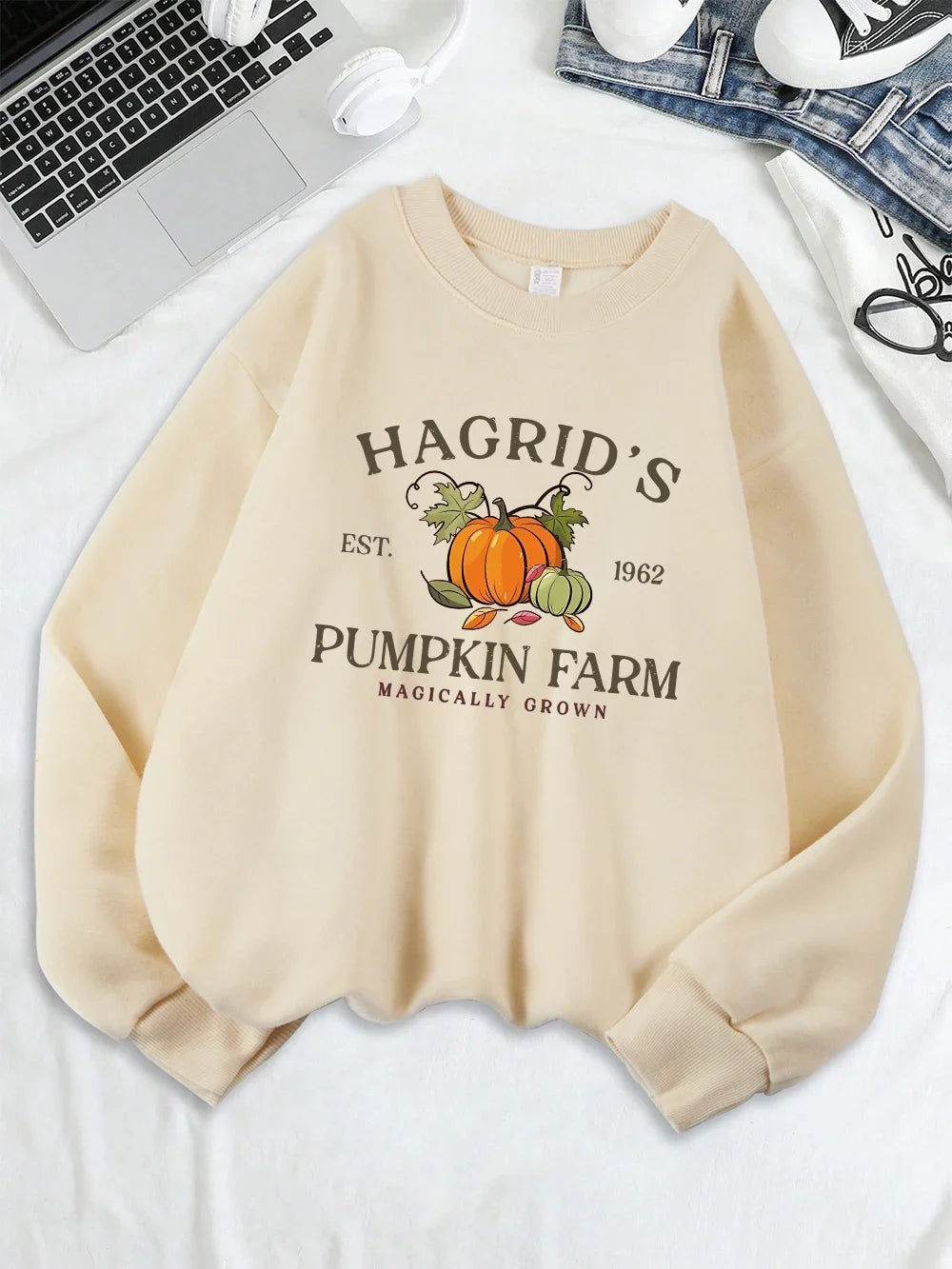 Hagrid'S Pumpkin Farm Printed Sweatshirts Women Casual Hoodie Warm Crewneck Clothes Winter Comfortable Sportswear