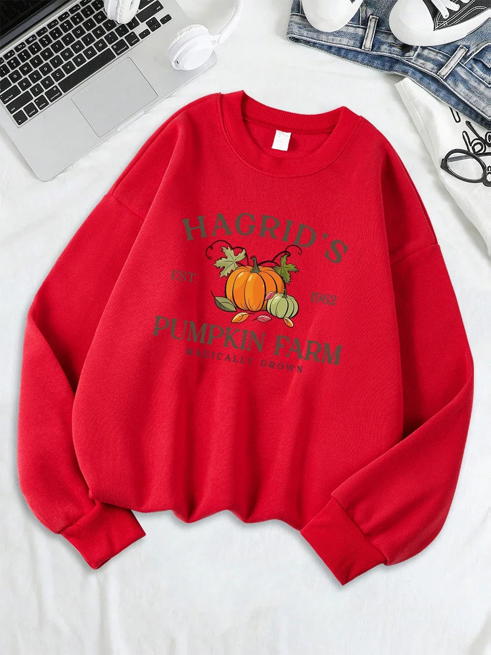 Hagrid'S Pumpkin Farm Printed Sweatshirts Women Casual Hoodie Warm Crewneck Clothes Winter Comfortable Sportswear