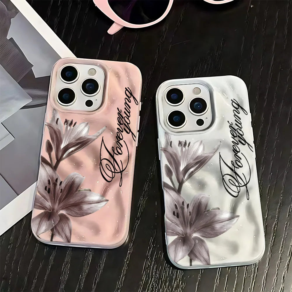 Lily Forever Young Camera Protection Silicone Case For Iphone 17 16 Plus 15 14 13 12 11 Pro Max Full Edge Shockproof Cover