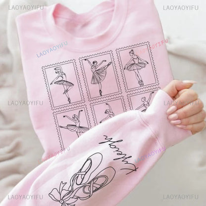 Custom Ballet Dancer Personalized Name Mom Gift Aesthetic tamp Sweatshirt Mama Recital autumn and winter Long Sleeve Pullover