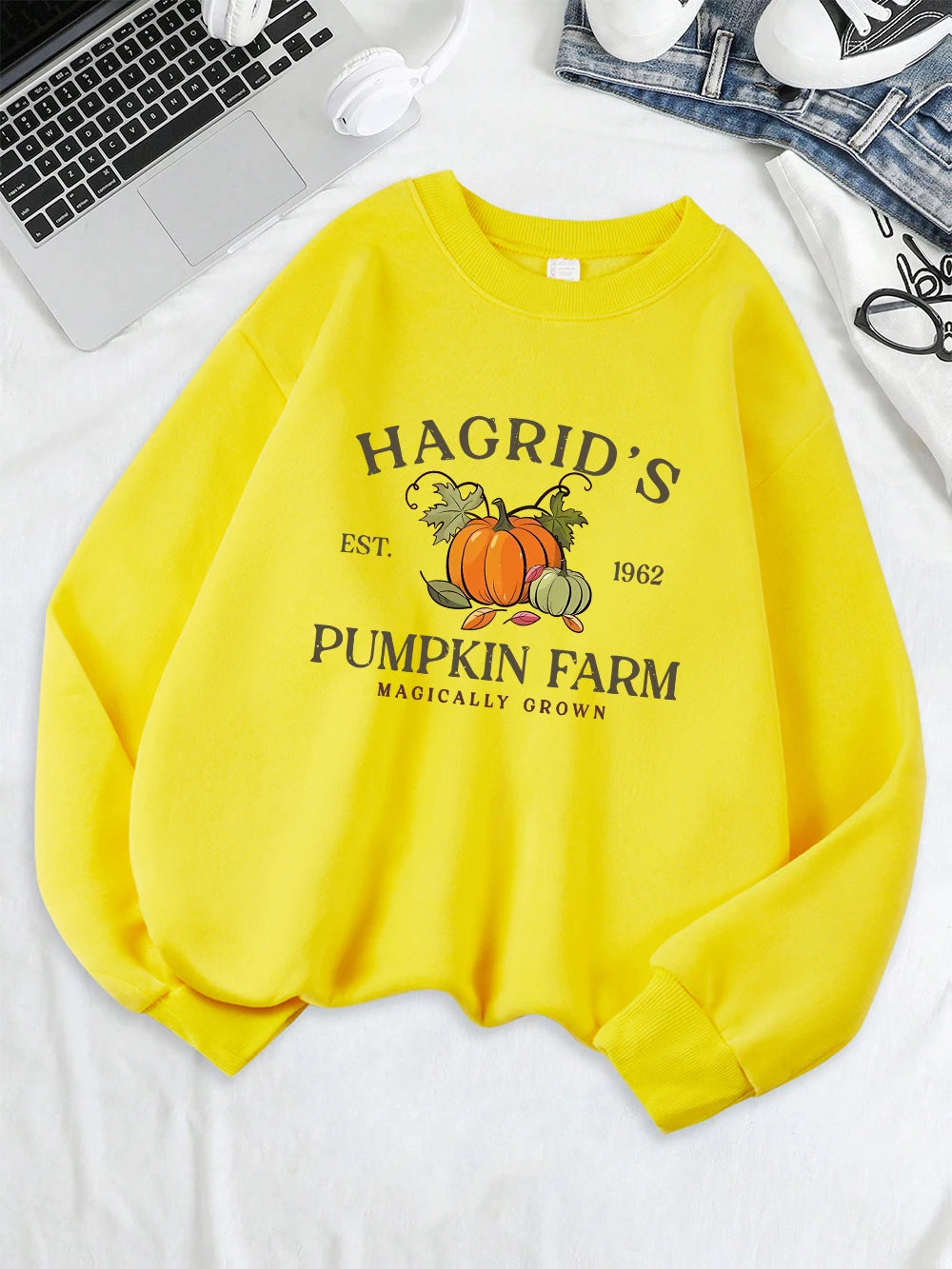Hagrid'S Pumpkin Farm Printed Sweatshirts Women Casual Hoodie Warm Crewneck Clothes Winter Comfortable Sportswear