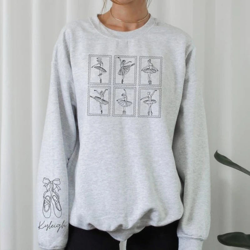 Custom Ballet Dancer Personalized Name Mom Gift Aesthetic tamp Sweatshirt Mama Recital autumn and winter Long Sleeve Pullover