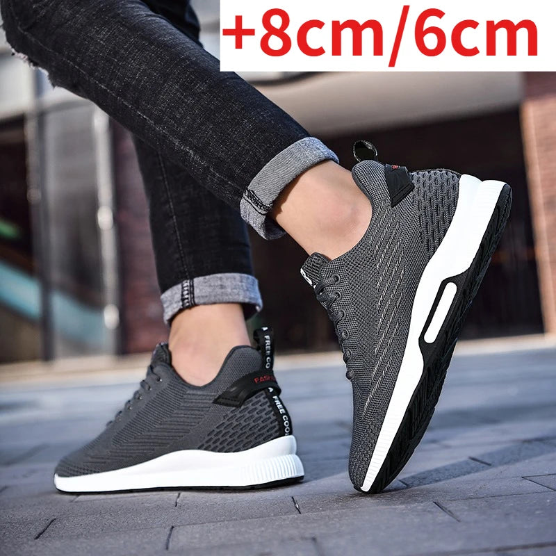 New Sneakers Man Elevator Shoes Height Increase Shoes for Men Insoles 8CM Mesh Breathable Sports Heightening Footwear Tall Shoes